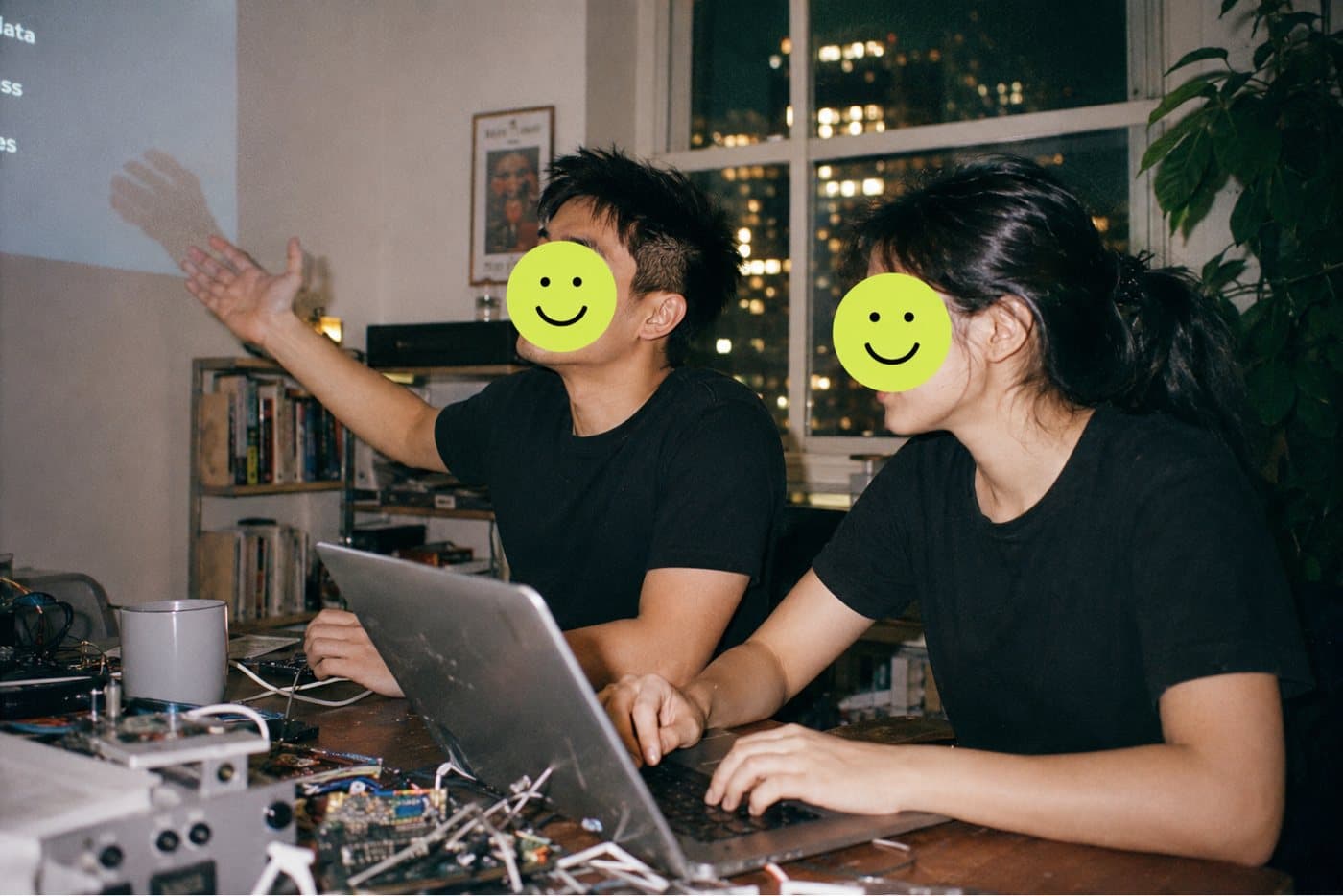 Two founders talking through their data together